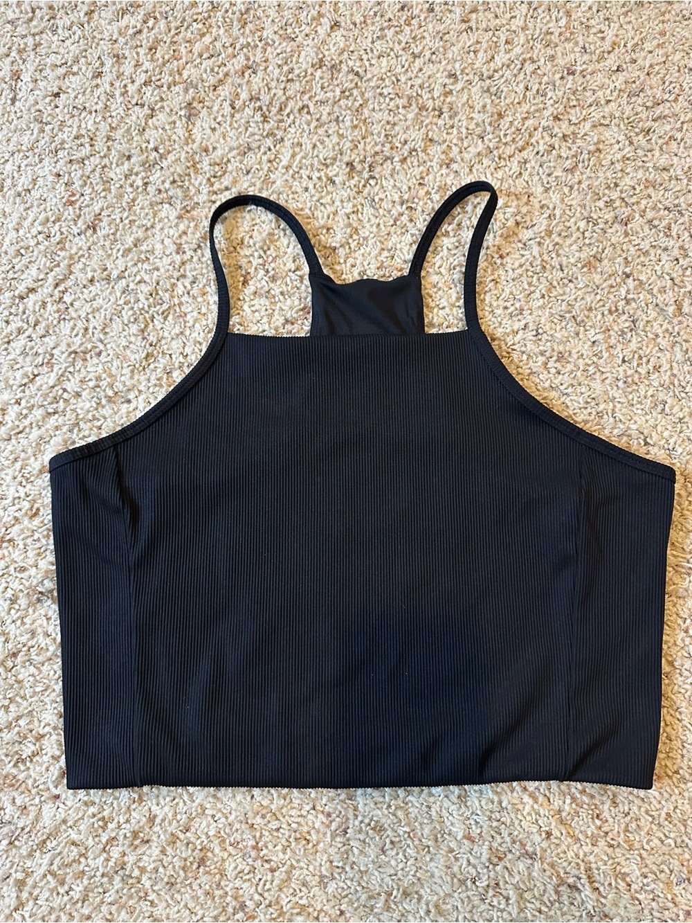 North Face Black Ribbed High Neck Cropped Tank